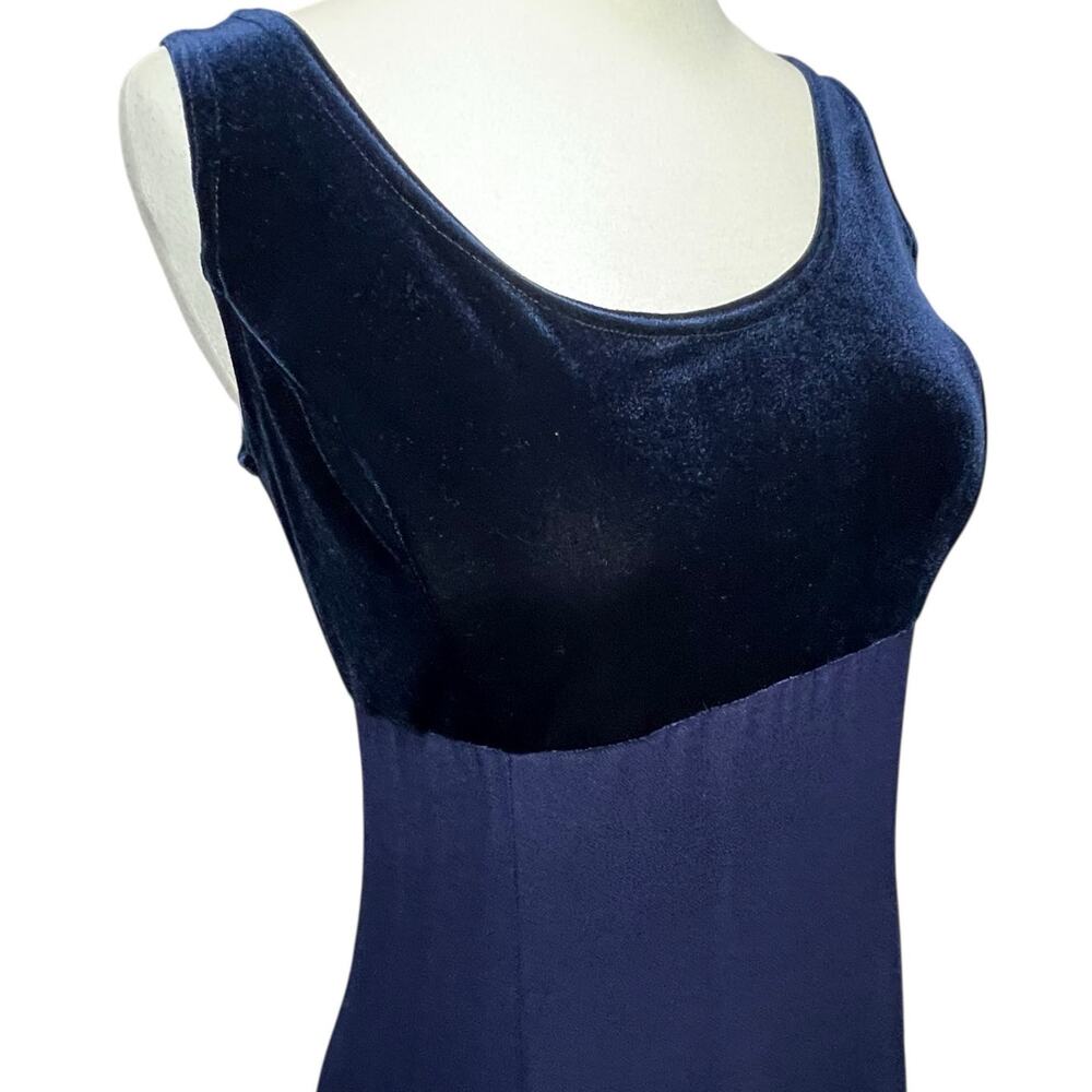 Jessica McClintock Vintage 90s Dress 6 Blue Velvet Bridal Party Timeless Glamour - Picture 3 of 15